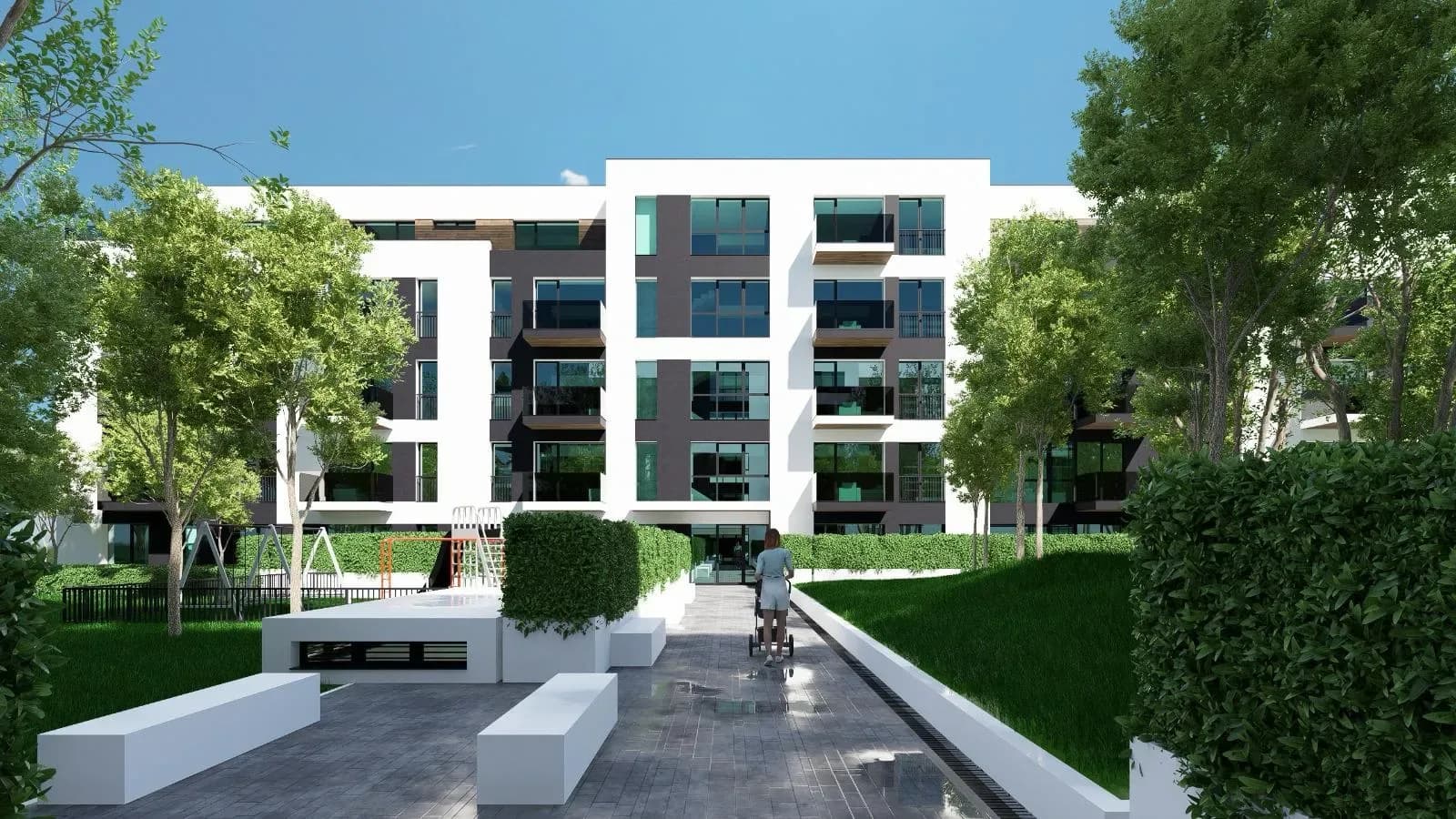 ICON Garden, Bucharest: rendering of the landscaped interior courtyard