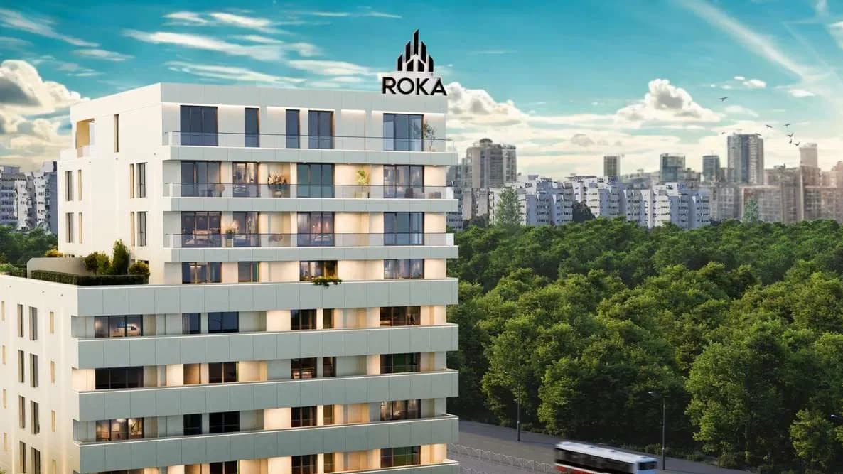 Roka Park View, Bucharest: rendering of the residential tower facing the park