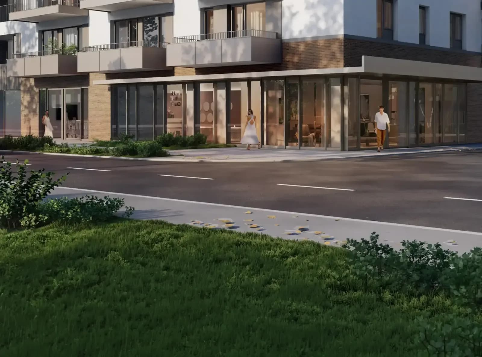 Mixed-use building with shops at street level